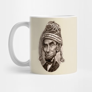 Caricature of Abe Lincoln Wearing Winter Beanie Mug